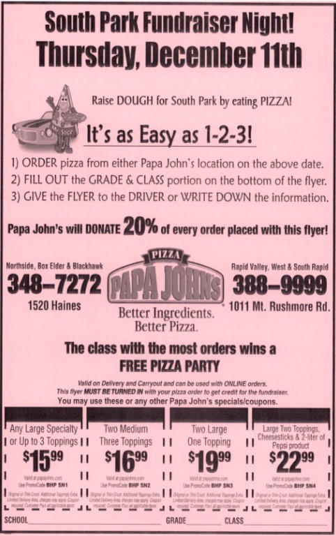 12/11/25 Papa Johns Fundraiser Night