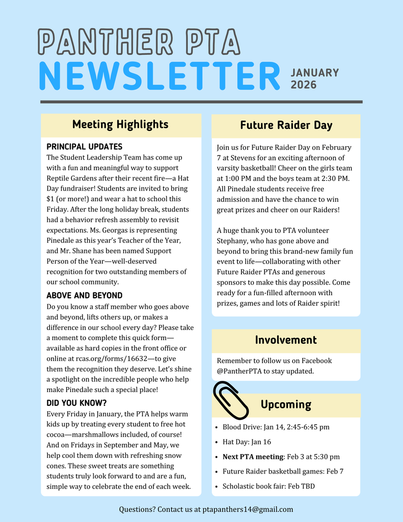 Panther PTA Newsletter January 2026