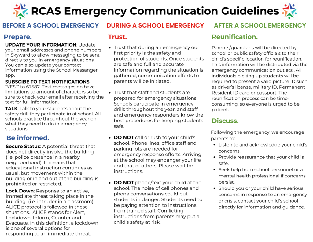 RCAS Emergency Procedures Summary