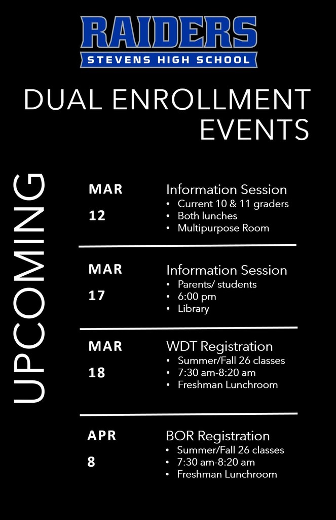 Upcoming Dual Enrollment Events