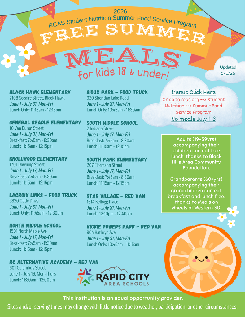 RCAS Student Nutrition Summer Food Service Program