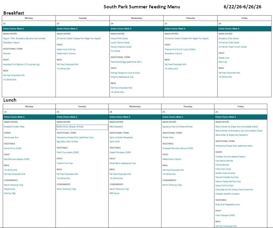 6.22.26-6.26.26 Summer Feeding Menu