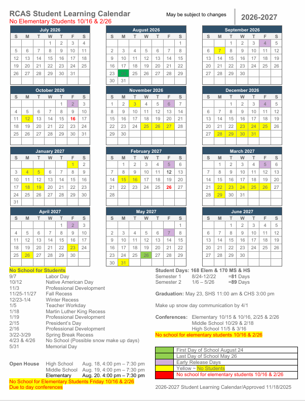 26-27 Student Calendar