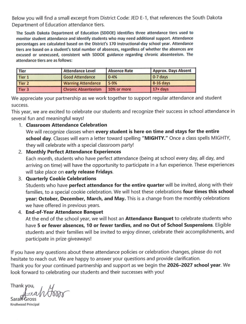 New attendance info