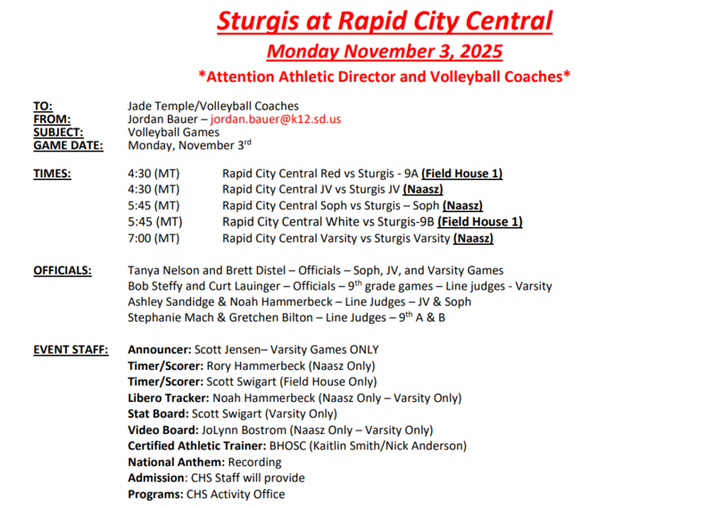 Cobbler VB vs Sturgis - Mon. Nov. 3RD