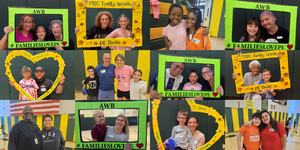 Collage of pictures of our students with their families