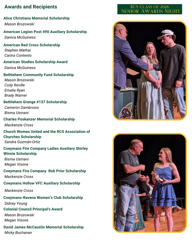 Class of 2026 list of all award and scholarship recipients