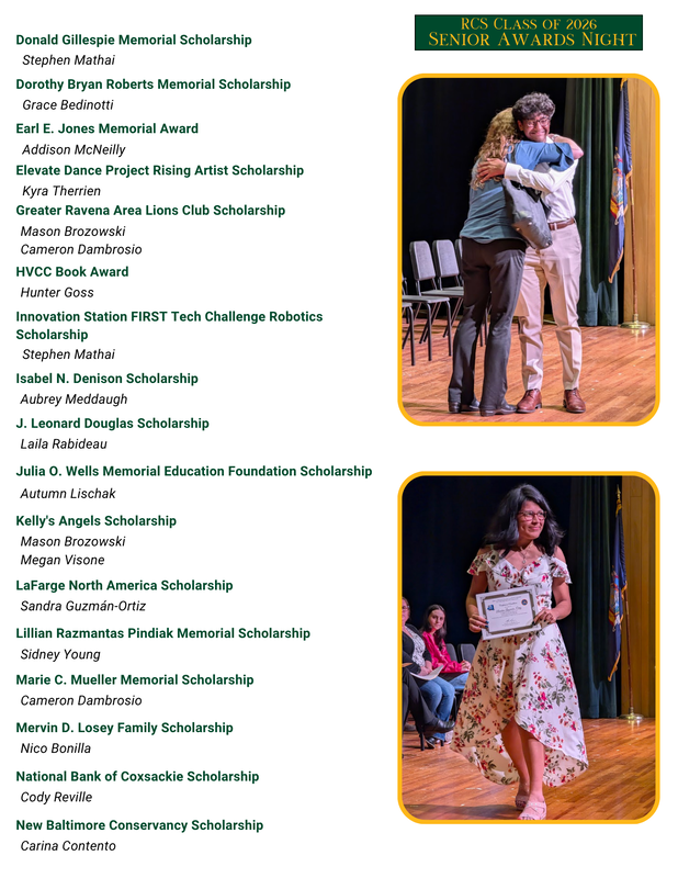 Class of 2026 list of all award and scholarship recipients