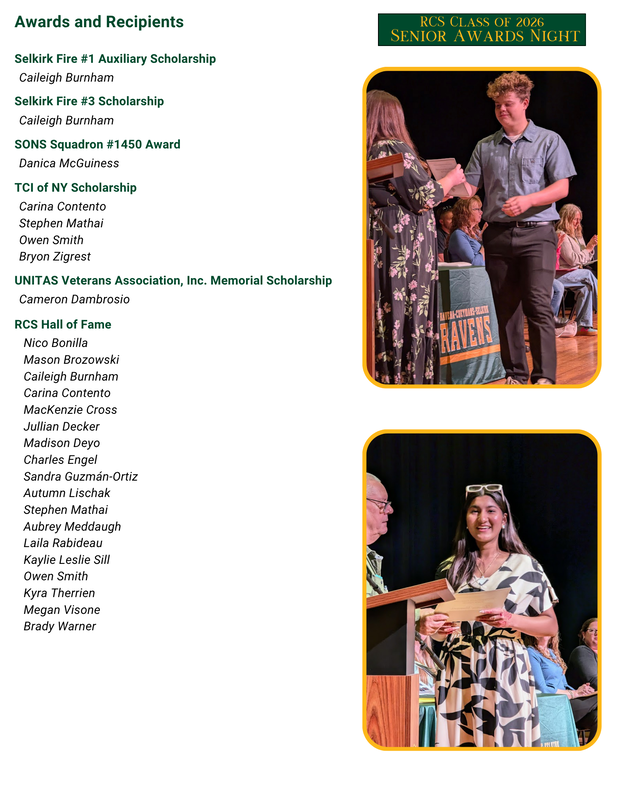 Class of 2026 list of all award and scholarship recipients