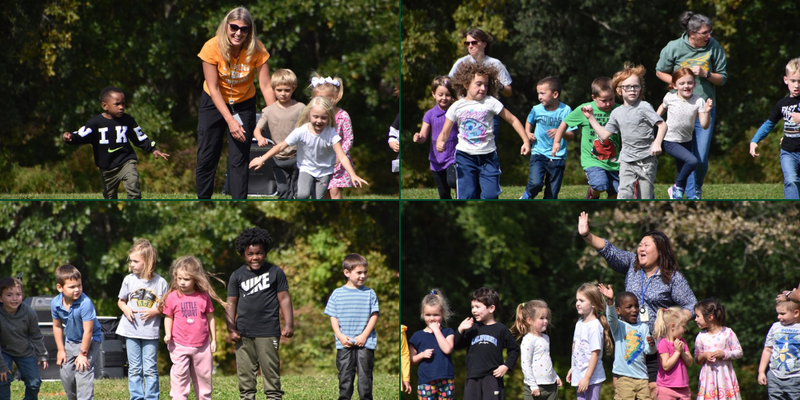 Images of students enjoying the apple run