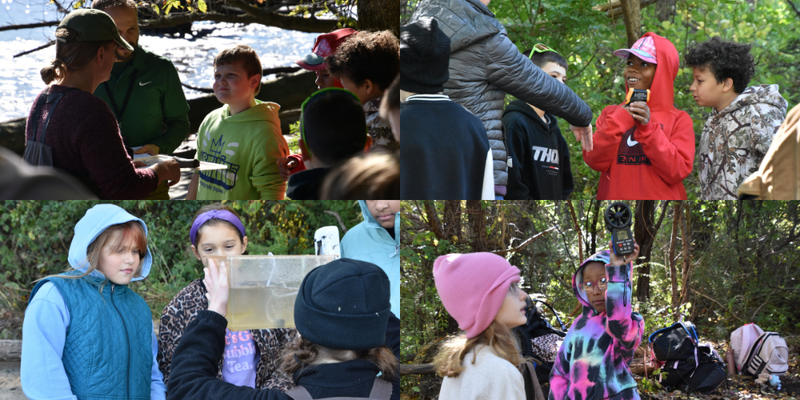 Collage of students studying elements of the Hudson River