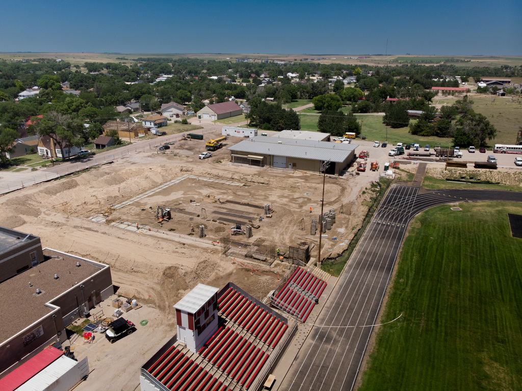 Looking north from the football stadium to the JH-HS wing