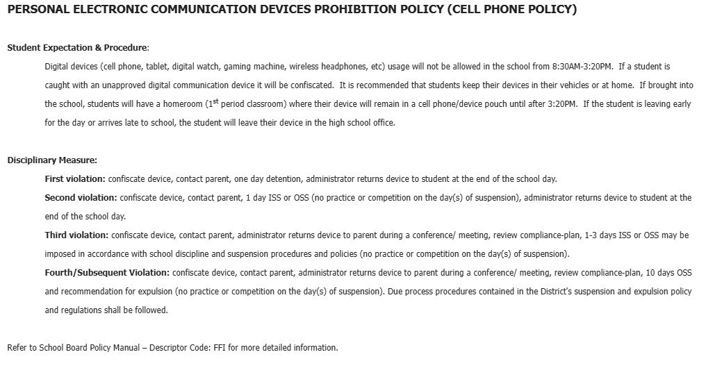 Cell Phone Policy