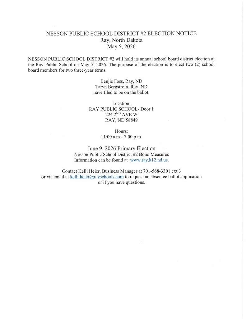 School Board Member- Notice of Election 2026