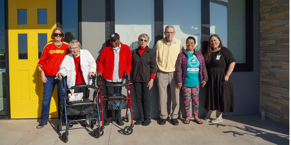 Senior Citizens in front of the Integrated Learning House