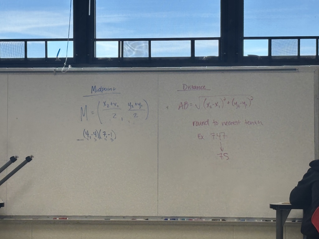 Midpoint and distance formulas.