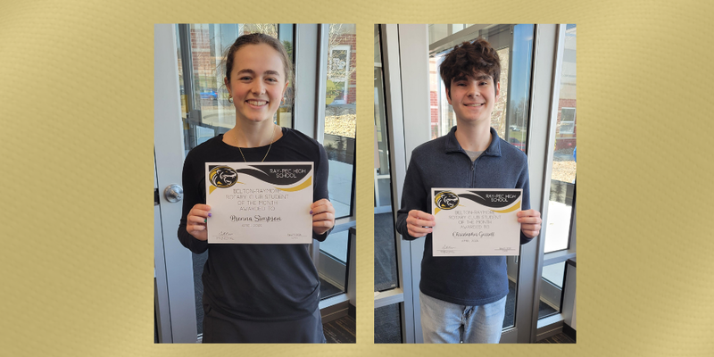 Gold background with students smiling and holding certificates