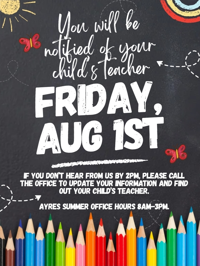 School is just around the corner!🎉
If you are new to the district, please come into the office and register your child as soon as possible so we can get them in a class.