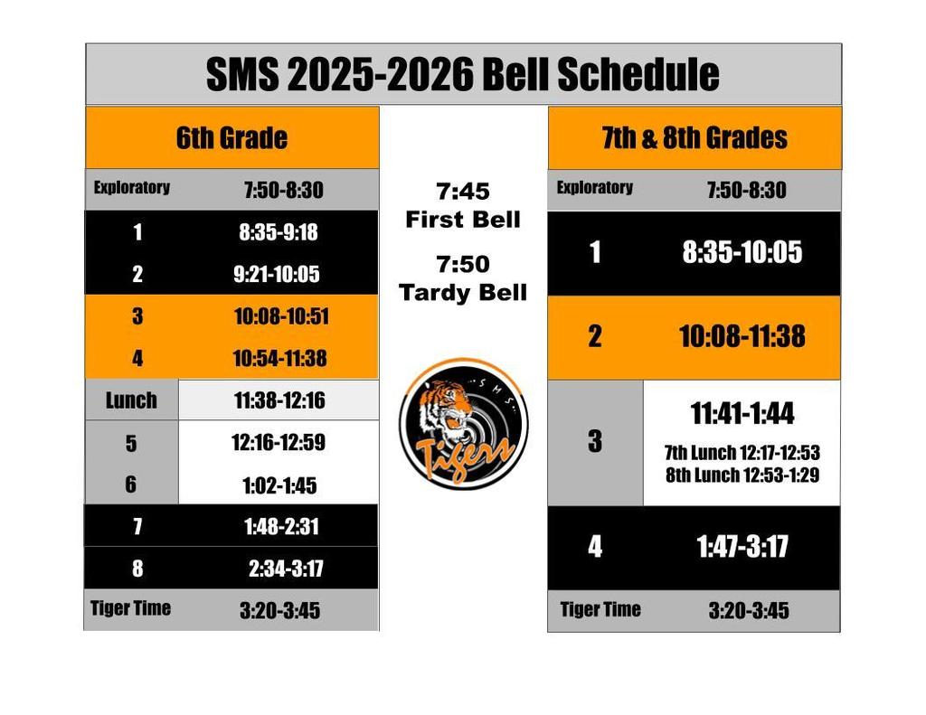 2025-2026 Bell Schedule