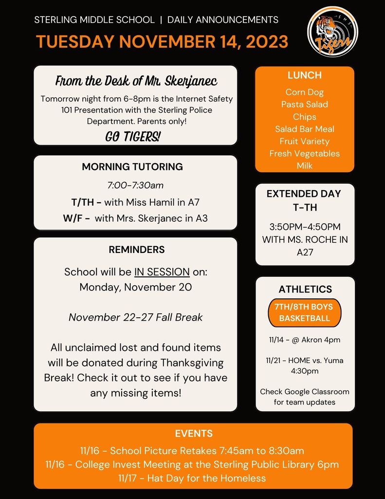 Daily Announcements 11/14