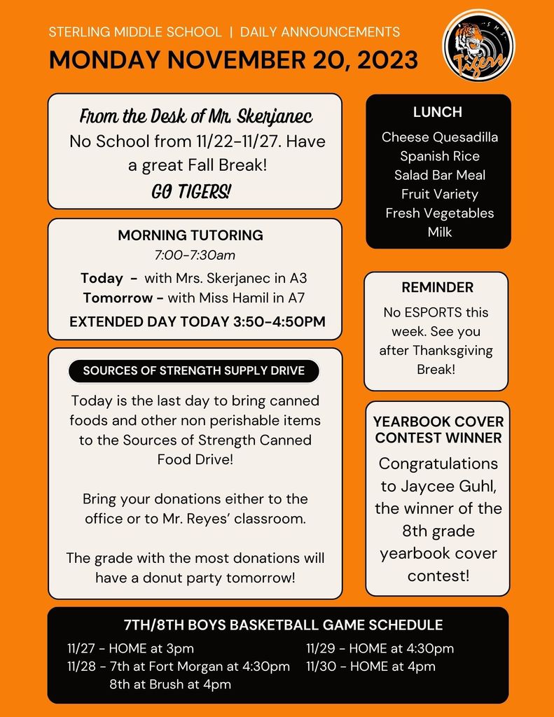 Daily Announcements 11/20
