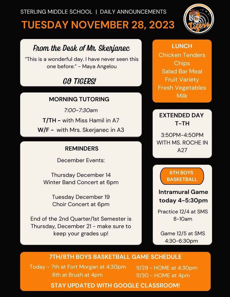 Daily Announcements 11/28
