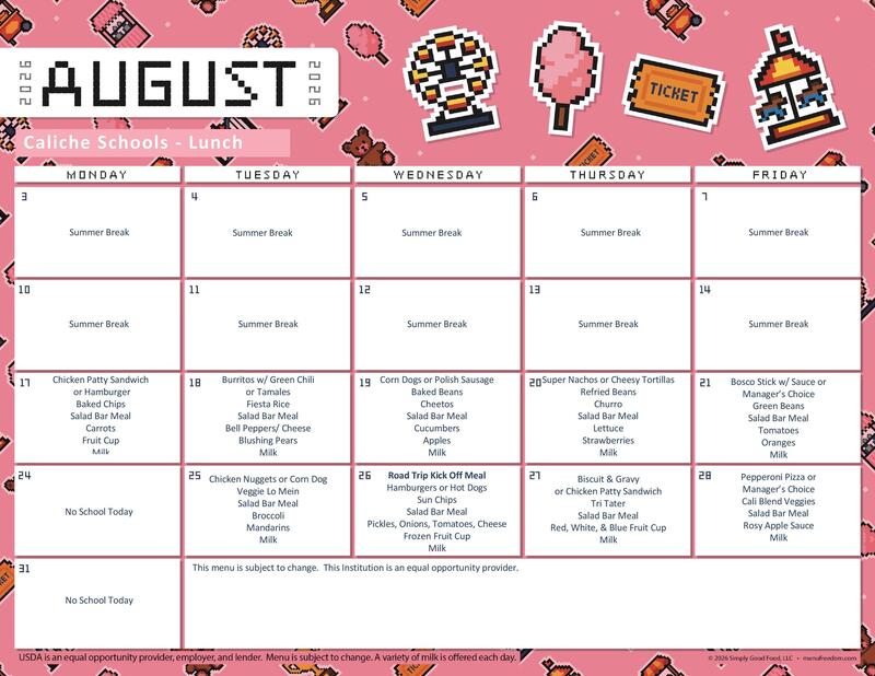 august lunch menu
