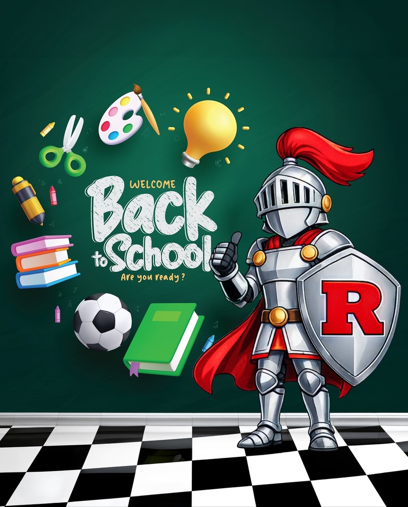 Welcome back to school Red Knight graphic