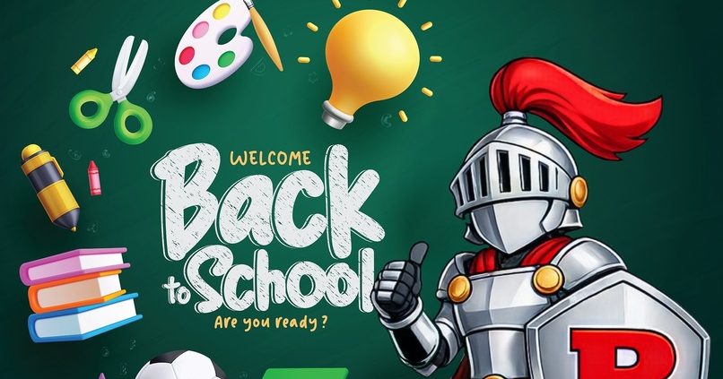 Welcome back to school Red Knight graphic