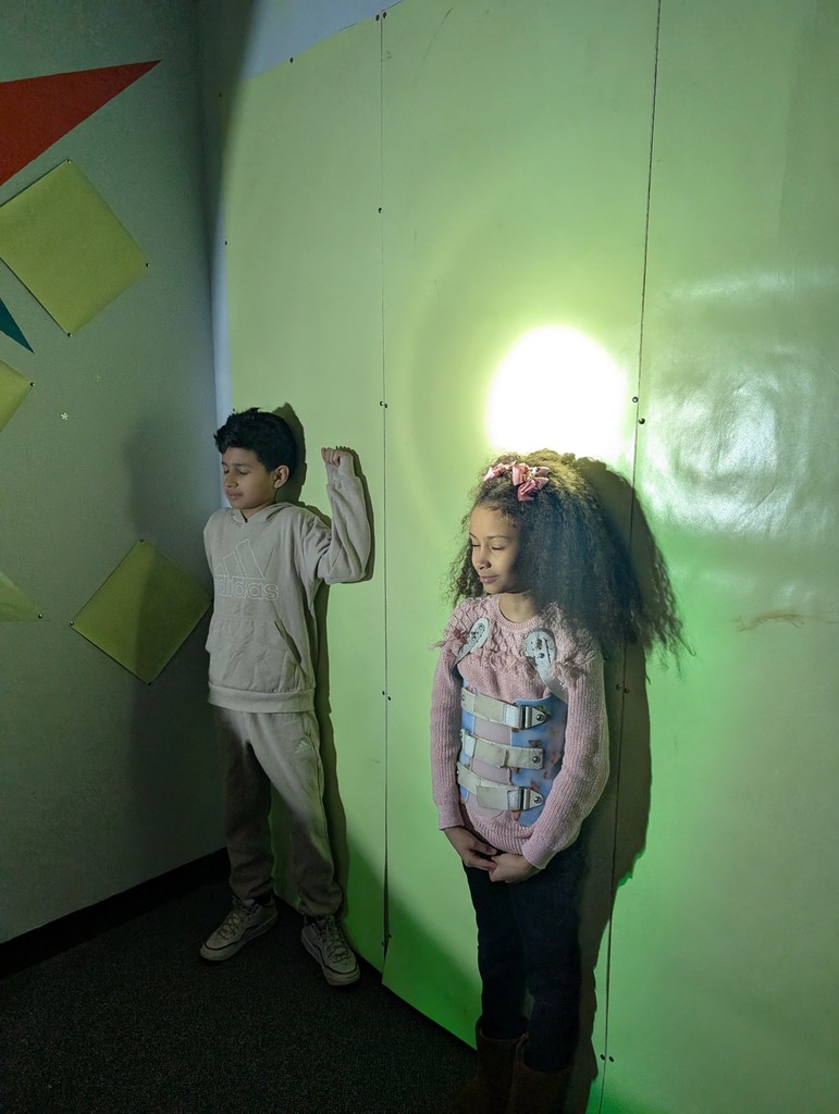 students with glowing light