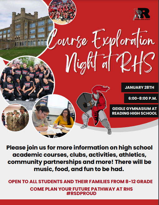 flyer for course exploration night at rhs