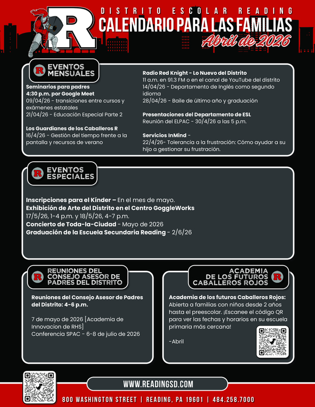 April Family Engagement Calendar