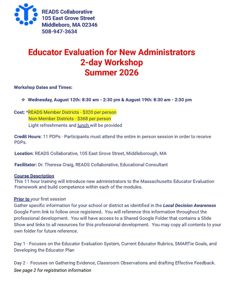 Educator Evaluation Training for New Administrators