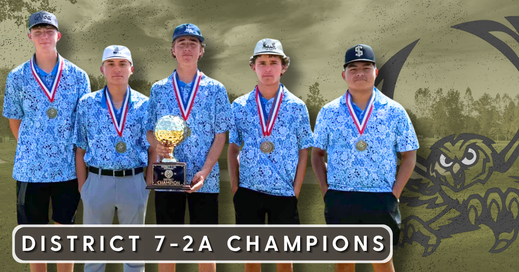 BIG WIN FOR OUR VARSITY BOYS GOLF TEAM!   Our boys showed up and took care of business yesterday at Round 2 of District Golf, and it paid off in a huge way - they are your District 7-2A Champions! We are incredibly proud of the hard work, focus and determination they bought to the course.  Next up, they'll be advancing to Regionals that will be held at Palo Duro Creek Golf Course on April 13th-14th in Canyon, TX!  Let's keep the momentum going - Good luck at Regionals, boys!  #OwlPride