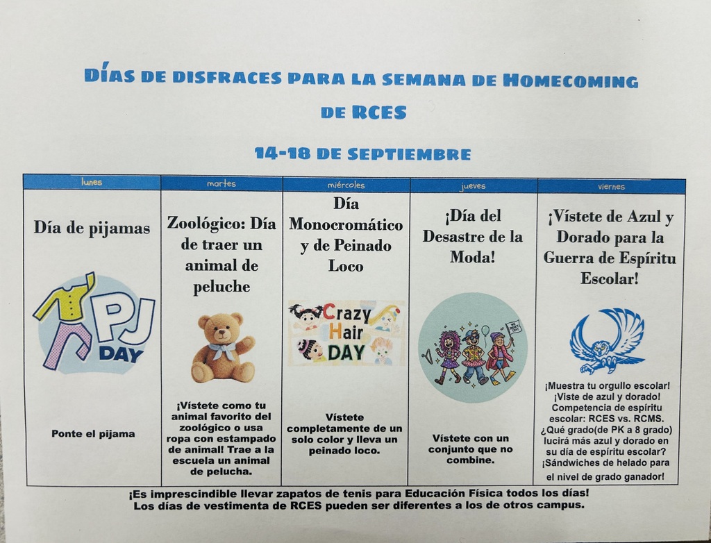 RCES Homecoming Dress up Days 