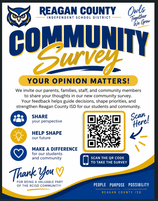 Logo in Navy and Gold Promoting Fall 2026 community survey