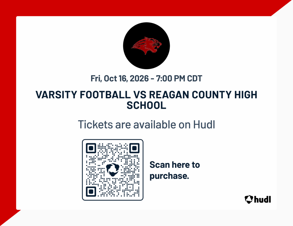 varsity football vs christoval at christoval - oct 16th at 7 PM ticket link