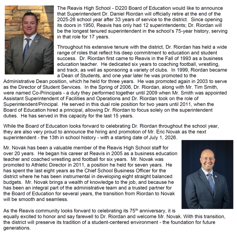 Superintendent Announcement