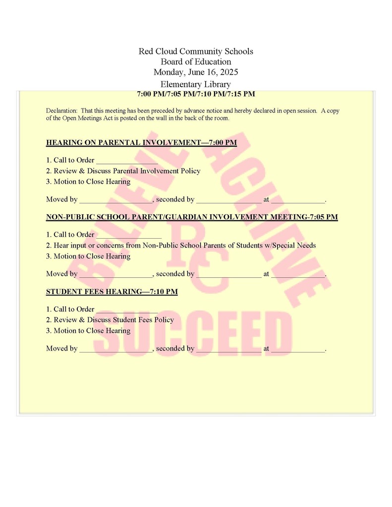 June 2025 Board Hearing Agenda