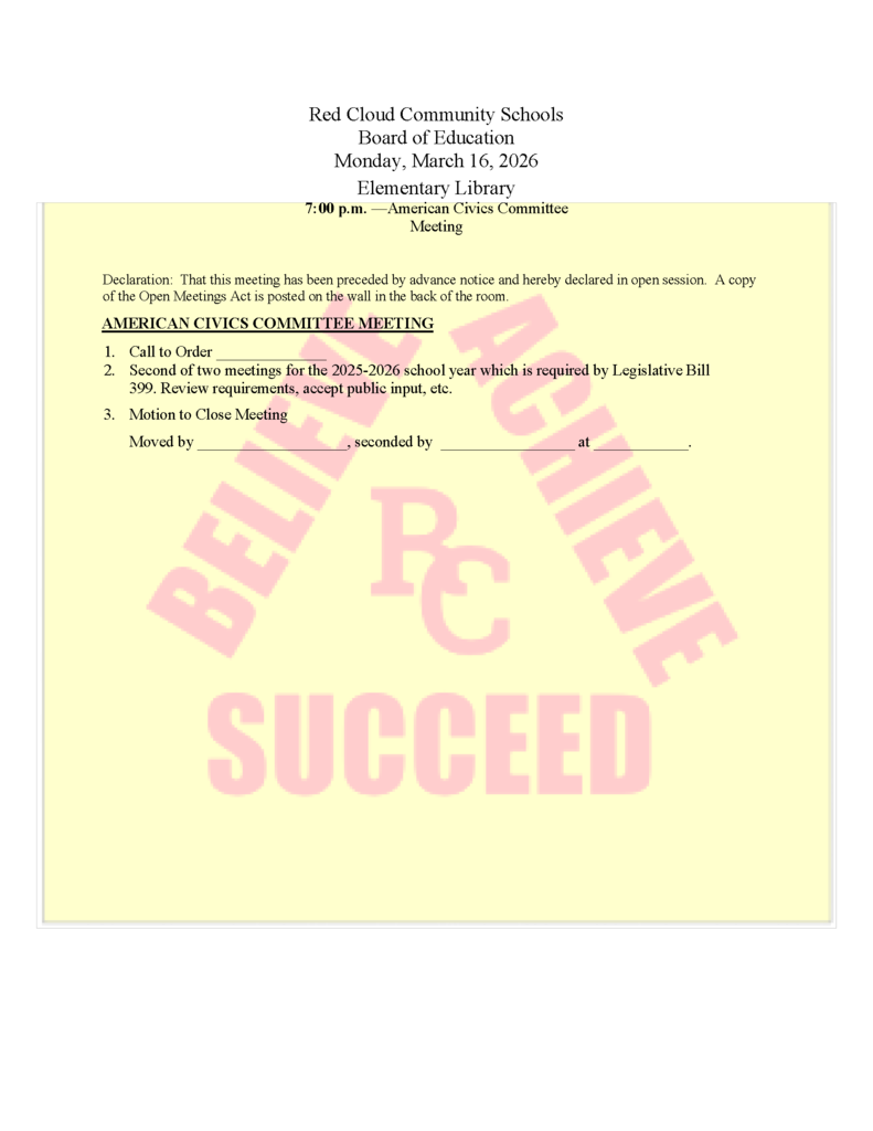 March 16, 2026 Board Agenda