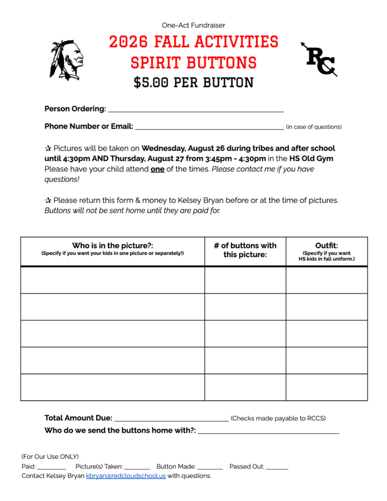 2026 Fall Activities Spirit Buttons