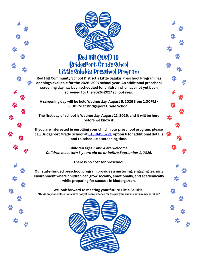 Red Hill Community School District’s Preschool Program Announces Additional Screening Day Opportunity 
