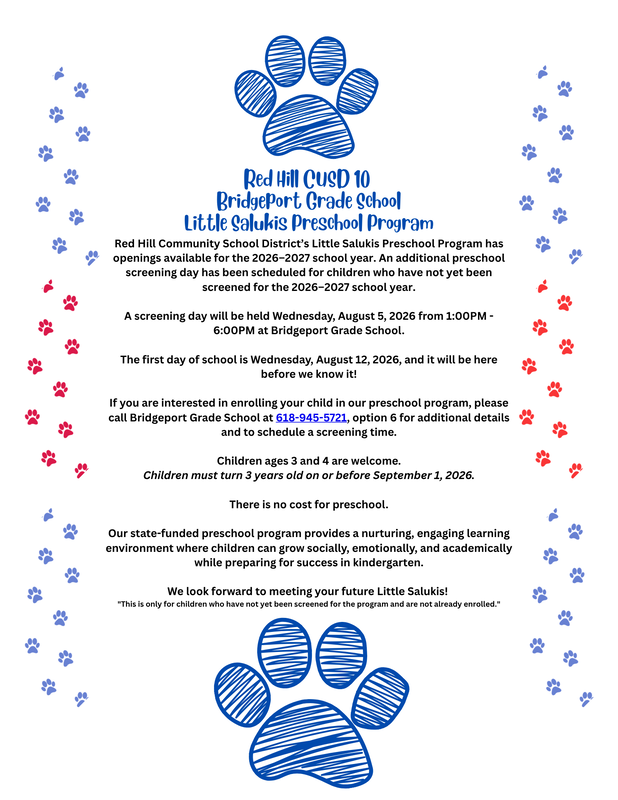 Red Hill Community School District’s Preschool Program Announces Additional Screening Day Opportunity!