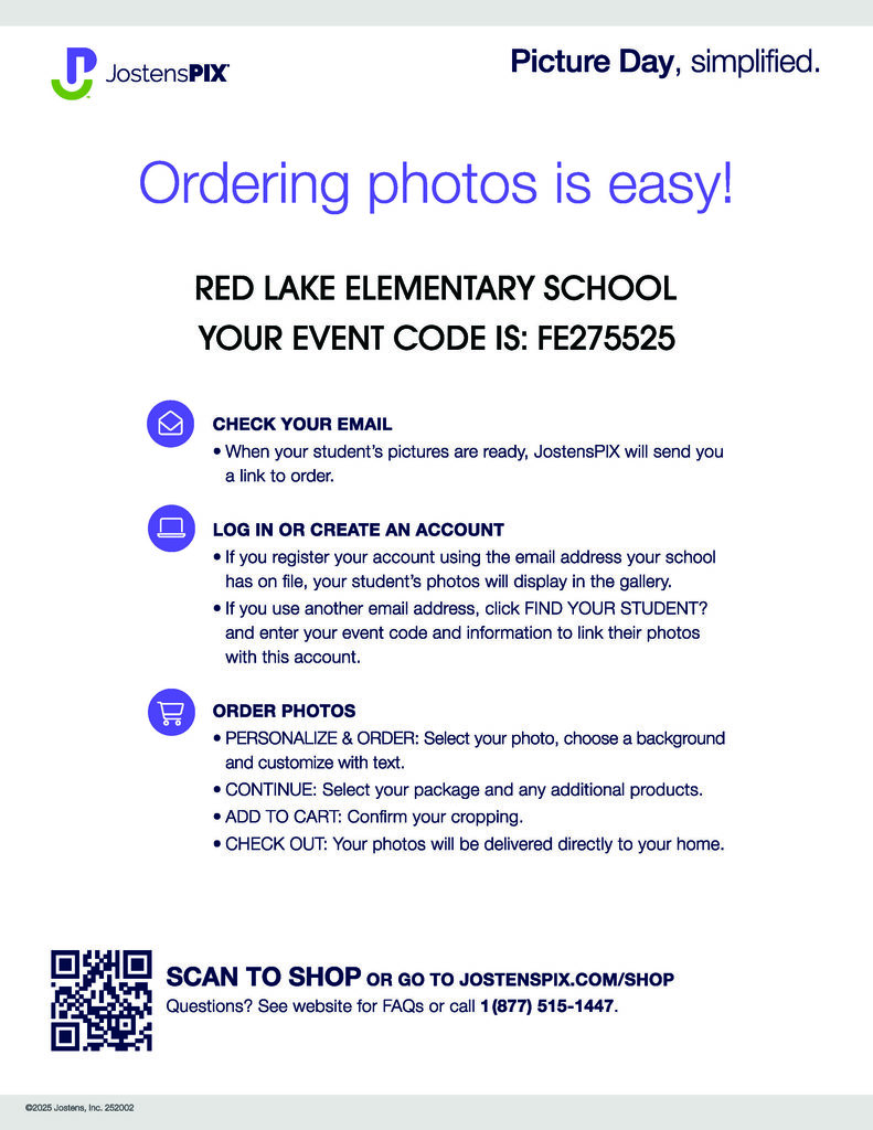 Red Lake Elementary Complex - don't forget that Picture Day retakes are tomorrow, November 13th! If you still need your photo taken, this is your last chance!