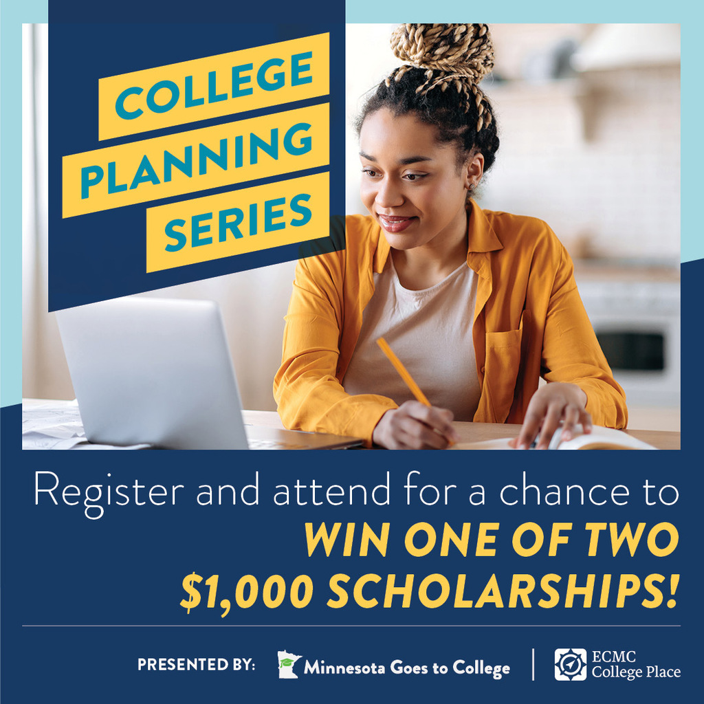 Join us for virtual college and financial aid events, Tuesday evenings starting January 20. The College Planning Series will cover important college and finanical aid topics with professionals and live Q & A. Students who attend are eligible to win a $1000 scholarship for college! Visit bit.ly/CollegePlanningSeries for more information and to register. 