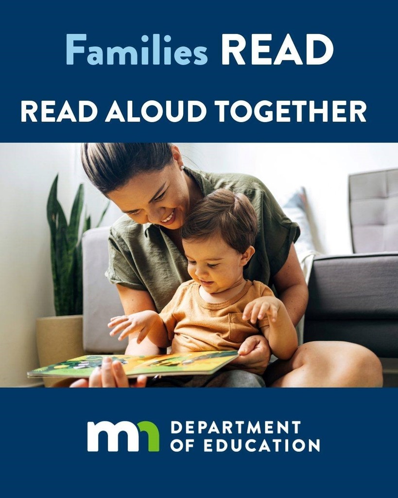 Read with your child often. When you read out loud, use expression and a natural pace. This helps build listening skills and shows that reading can be fun. 📚 Find more reading tips 👉 https://education.mn.gov/MDE/fam/lit/ #FamiliesREAD #Literacy #Reading #LiteracyForAll #Fluency