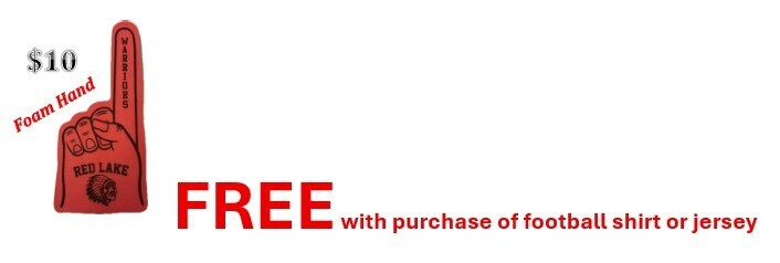 Free foam hand with the purchase of football shirt or jersey! (otherwise $10)