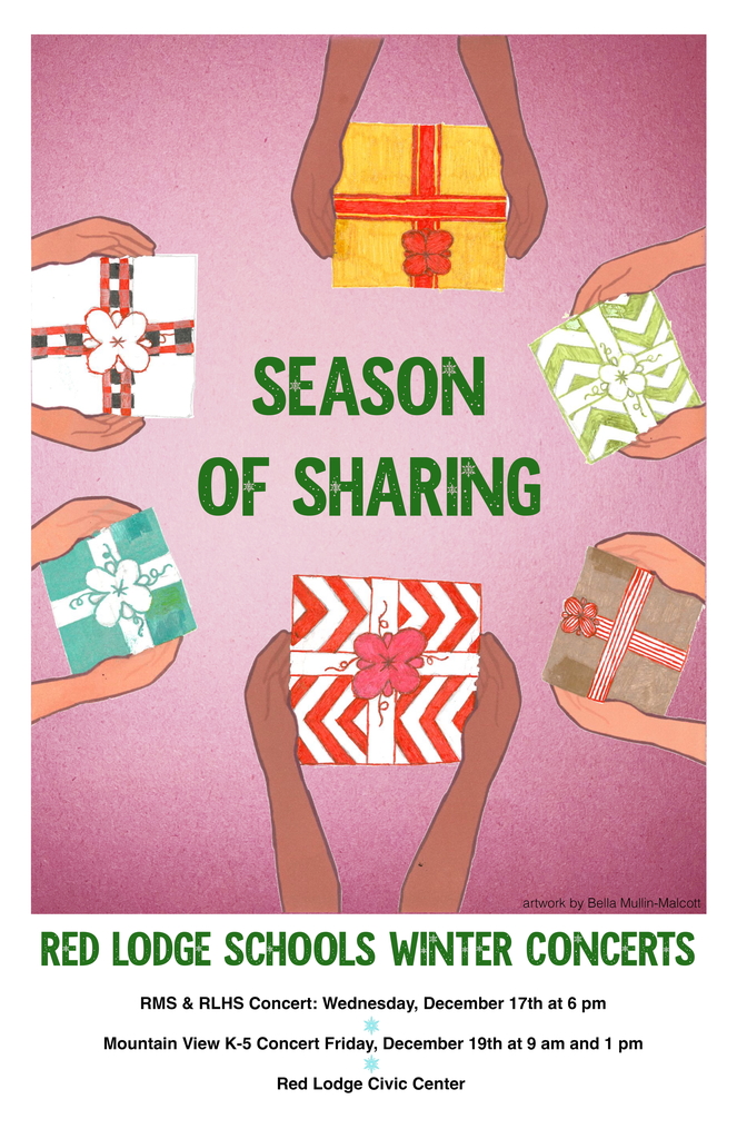 Winter Concerts RLHS and RMS December 17th 6 PM. Mountian View K-5 December 19th at 9 AM and 1 PM