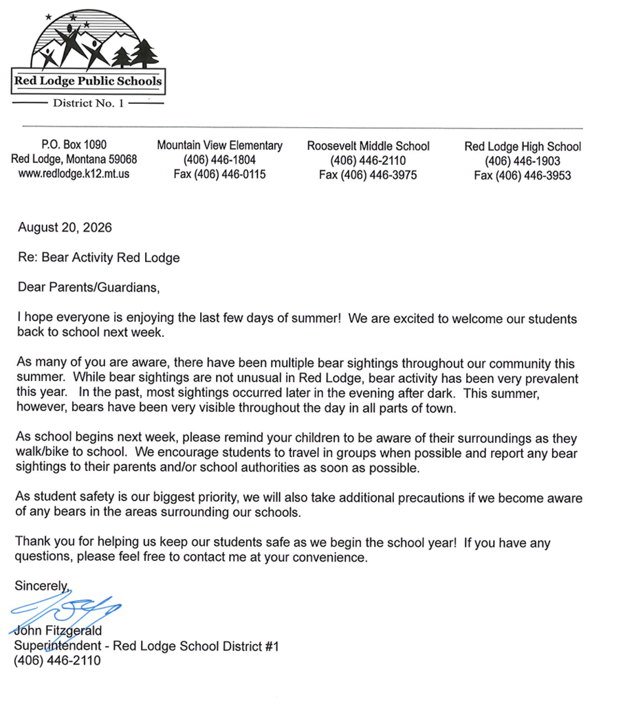 Bear Aware Letter