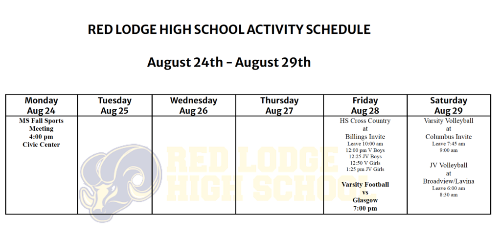 Week 1 Activity Schedule